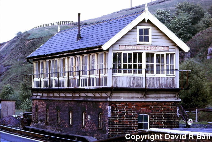 The exterior of the LYR signal box at Sowerby Bridge in 1971