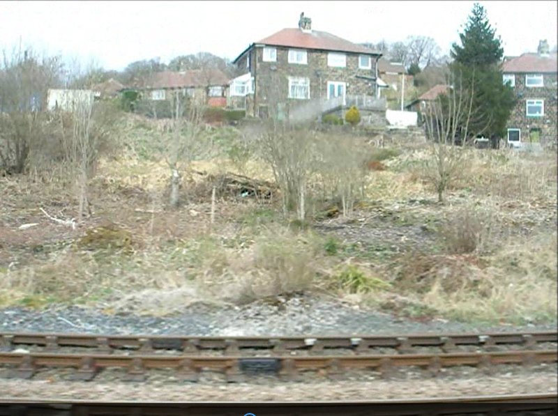 Backscene section extracted from a video clip taken from a moving train.