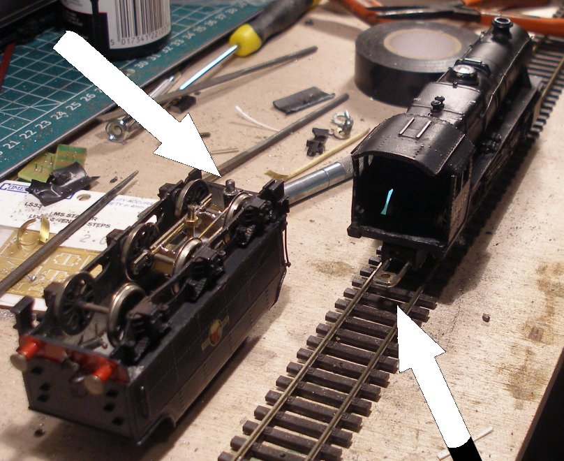 The tender and loco are now ready to be connected.