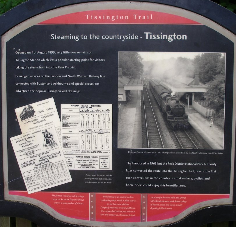 Display board recording the railway history of the trail featuring Stanoer 4MT 42609 in October 1954.