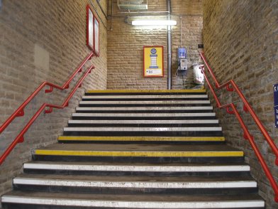 Steps leading up to Platform 1 at Todmorden Station on 19 April 2013