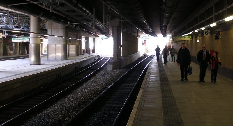 Manchester Victoria Railway Station 11 April 2015 on the occasion of a guided tour organised by the Lancashire & Yorkshire Railway Society: Platform 6a