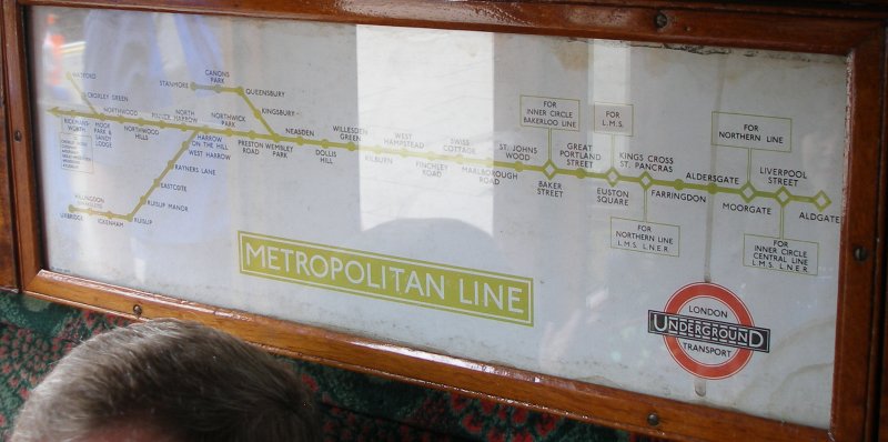 The original Metropolitan Line route map displayed in coach 387.