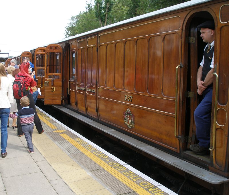 Brake van detail of coach 387 standing at Chesham Station 13 September 2015.