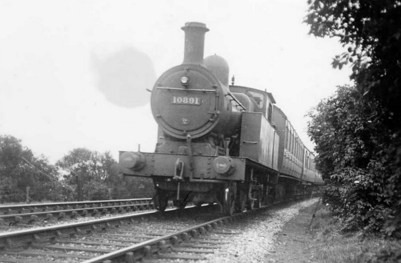 L&YR Radial Tank LMS No. 10891 pictured on a local train near Burnley