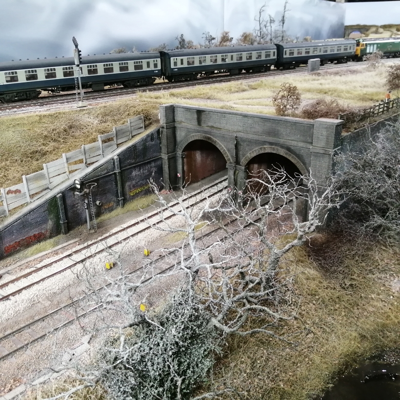 Heaton Lodge 7mm model railway: underpass originally built for the Leeds New Line