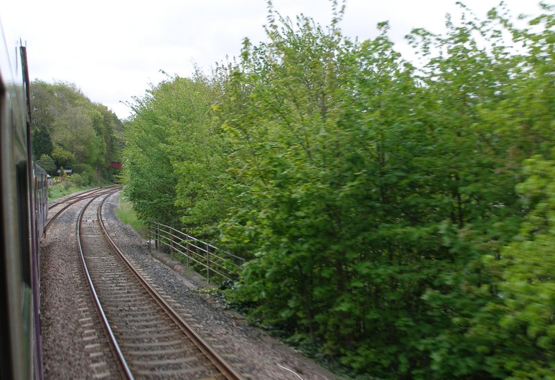 First train approaches the Todmodern curve from Copy Pit