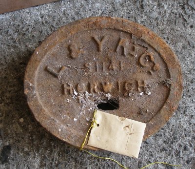 Unrestored Lancashire & Yorkshire Railway signal balance weight.